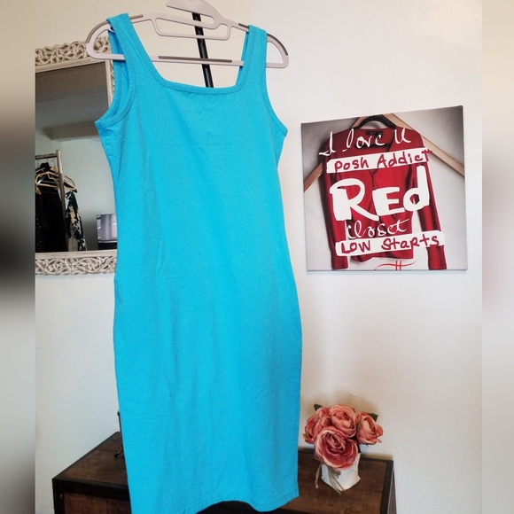 Tank Dress Blue Size M ptp 17 - 22 length 39 - Picture 2 of 2